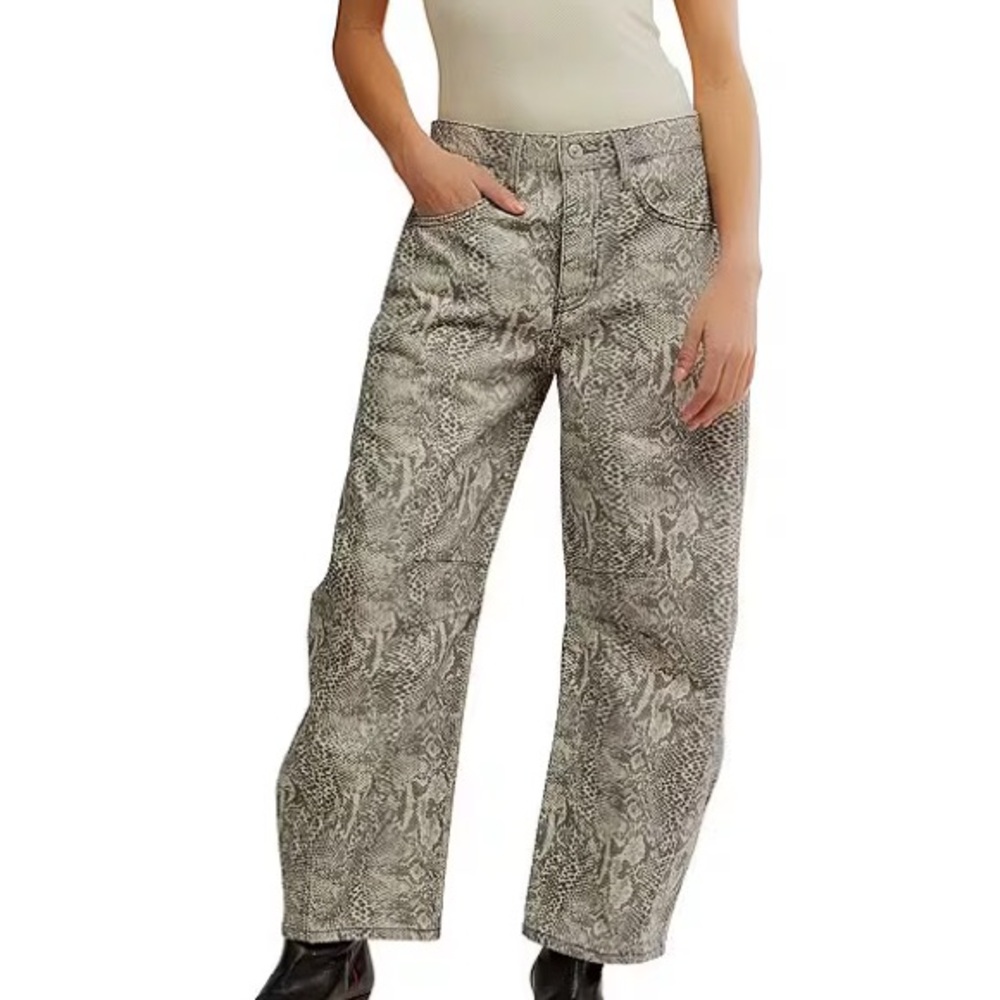 Free People print barrel leg jeans
